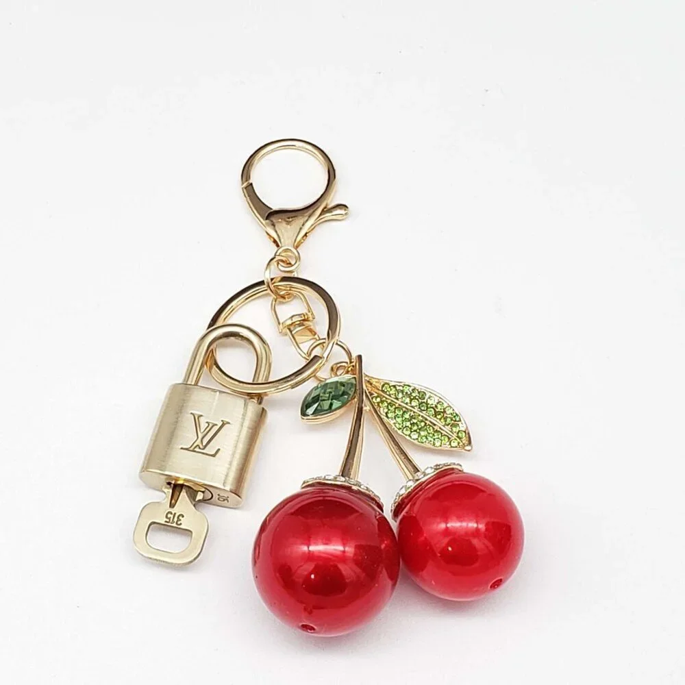 Louis Vuitton Gold Lock 🔒 Authentic LV Key + Unbranded Cherry Bag Charm - Picture 3 of 7